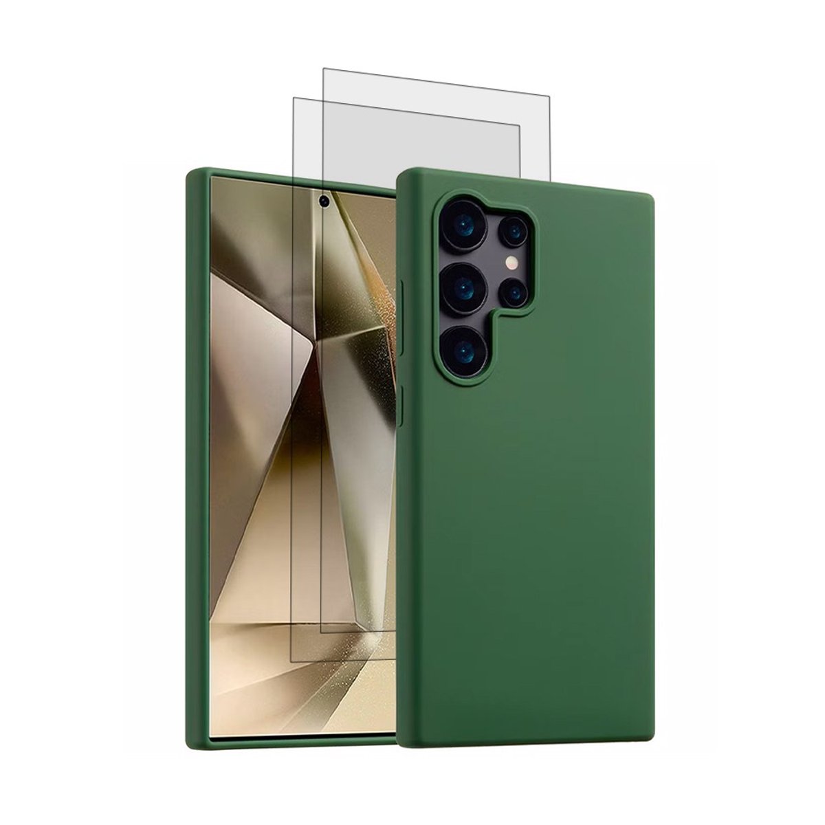 Coque Galaxy S24 Ultra antichoc + 2 vitres vert, EVETANE