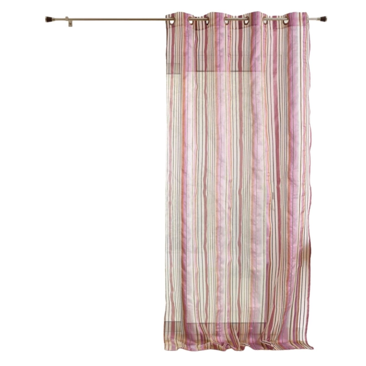 Voilage organza à rayures et œillets vieux rose, HOME MAISON