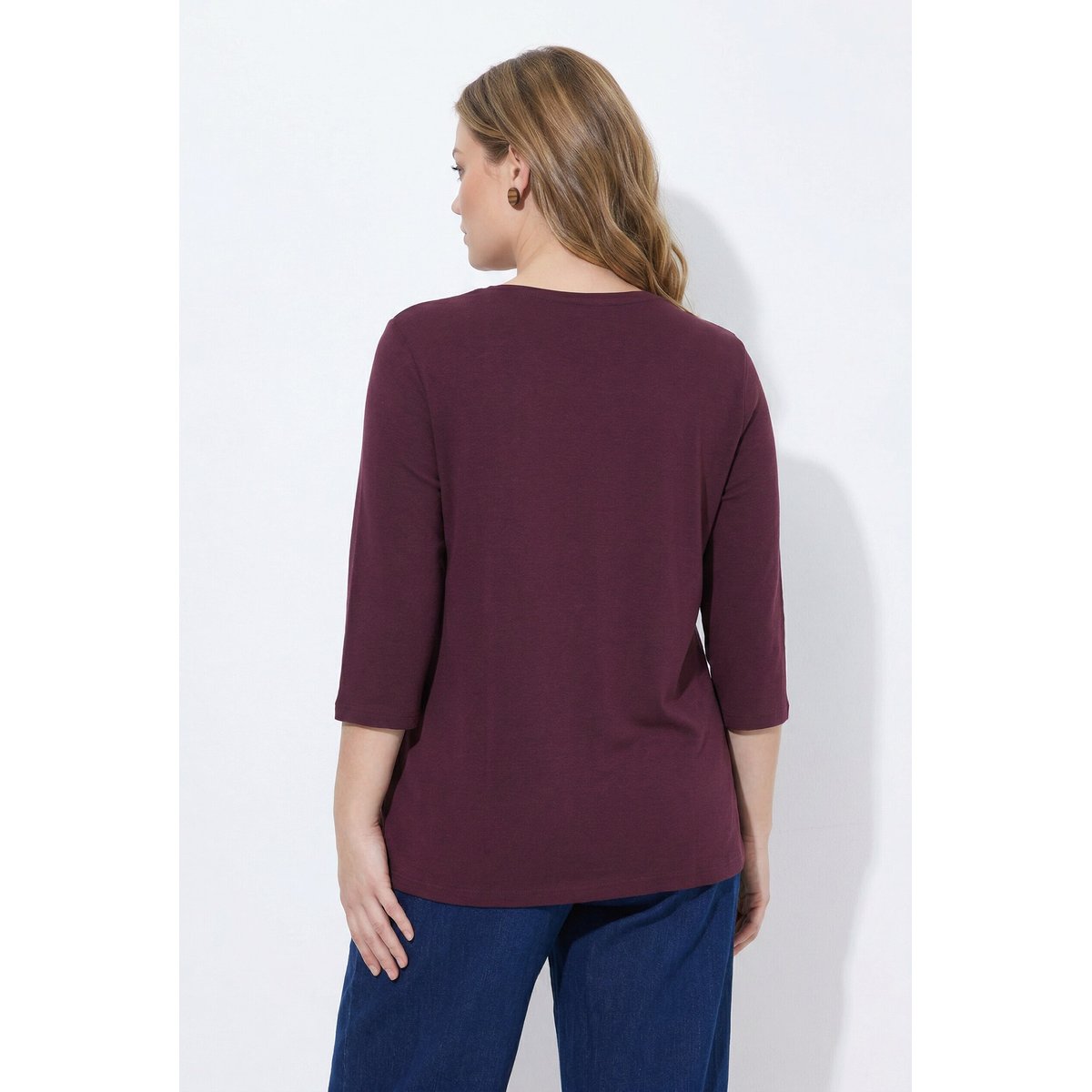 Lot de 2 T-shirts en jersey bord-côte bordeaux, ULLA POPKEN