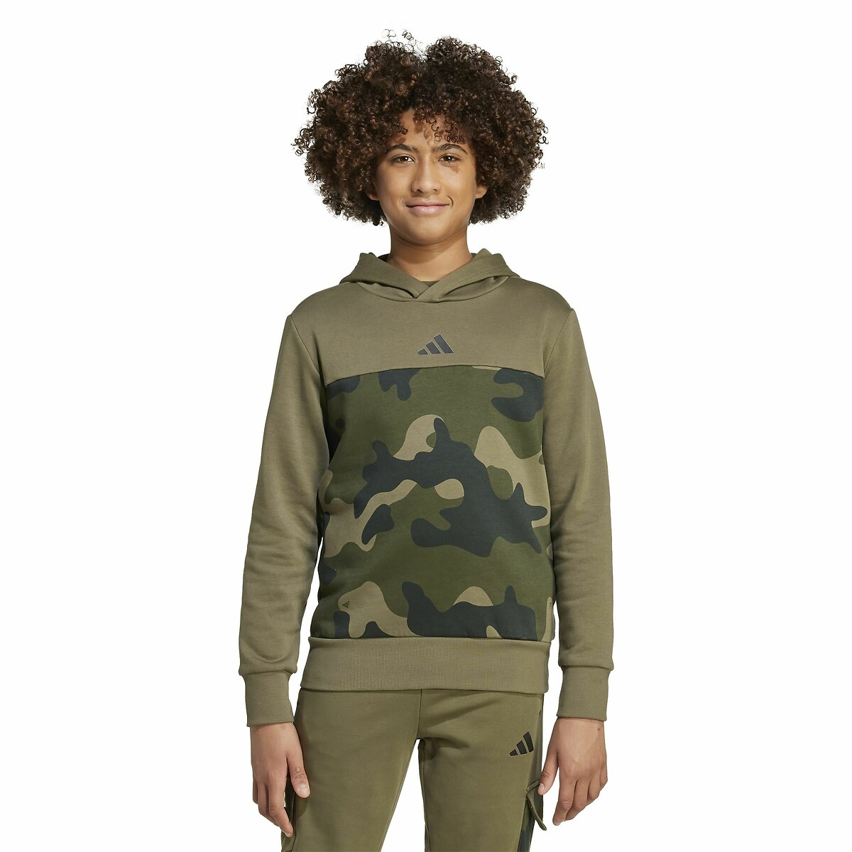 Sweat fermé en molleton gratté kaki, ADIDAS SPORTSWEAR