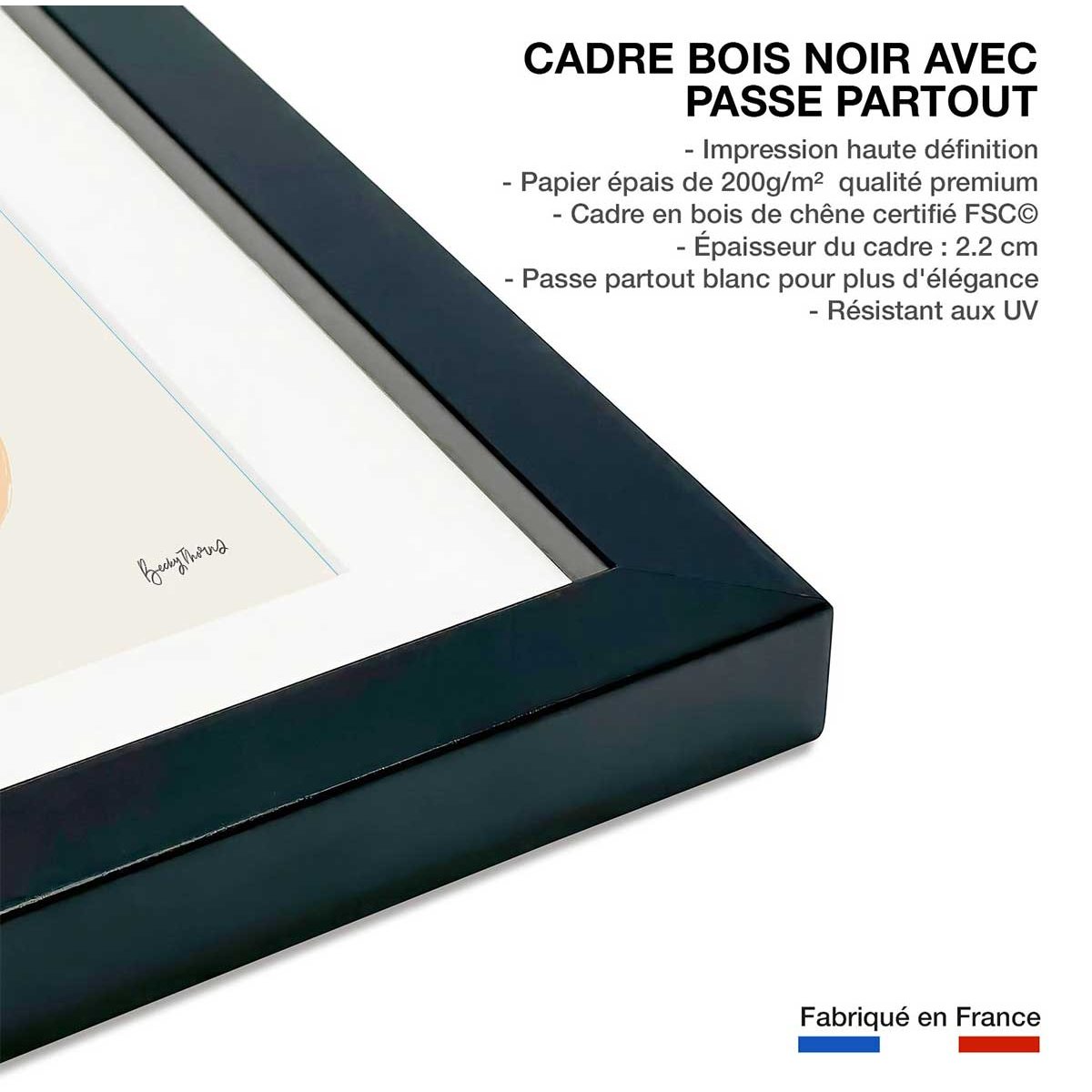 Affiche Palette couleur primaire affiche + cadre en bois - noir, HEXOA