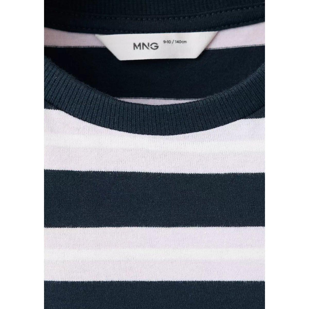 T-shirt coton à rayures message imprimé bleu marine, MANGO KIDS