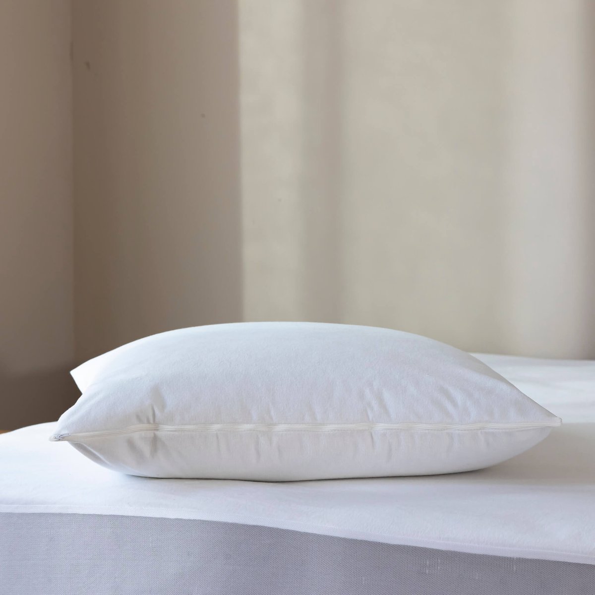 Protège oreiller coton bio molleton - LUNE blanc, SOMEO