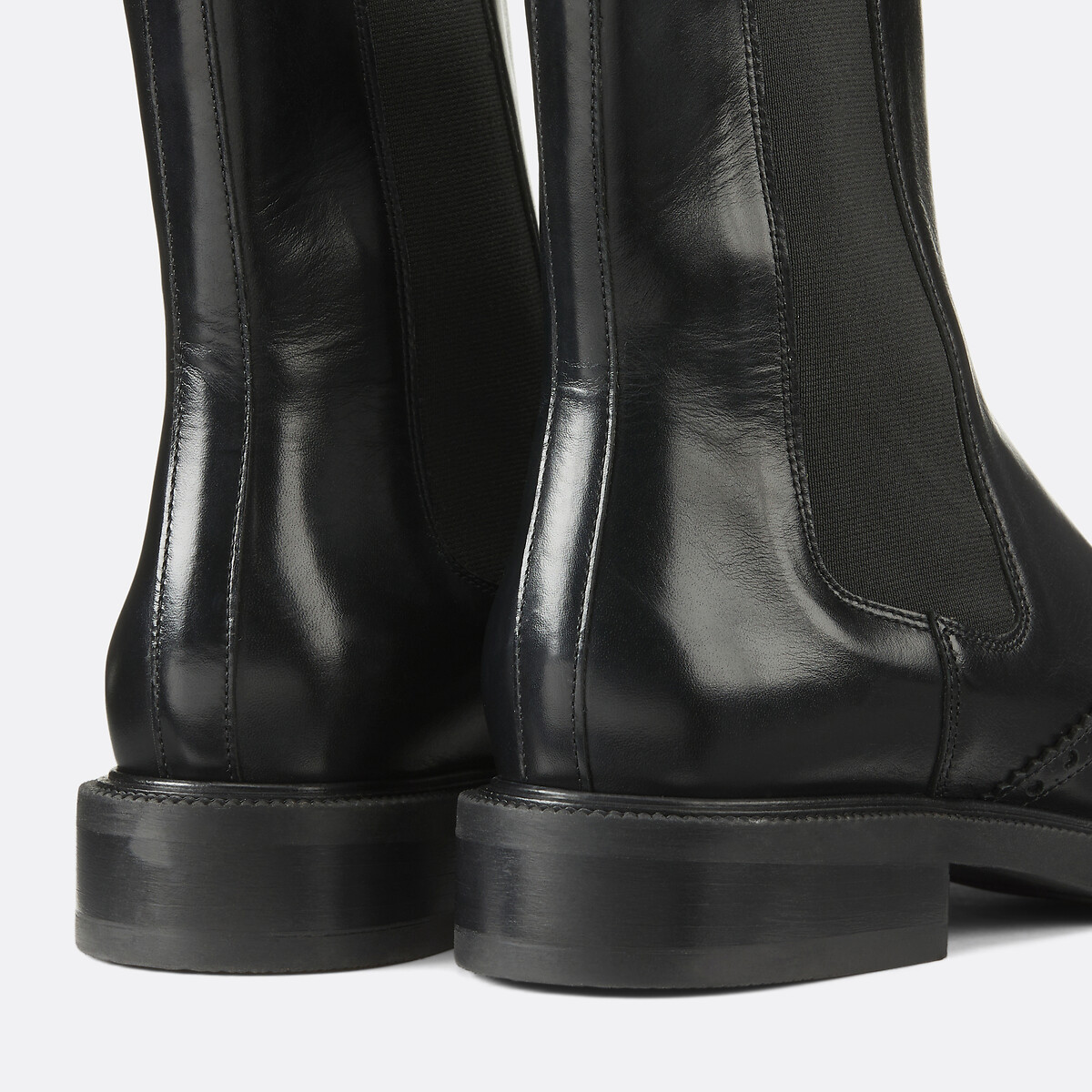 Perforated Leather Chelsea Boots black, LA REDOUTE COLLECTIONS