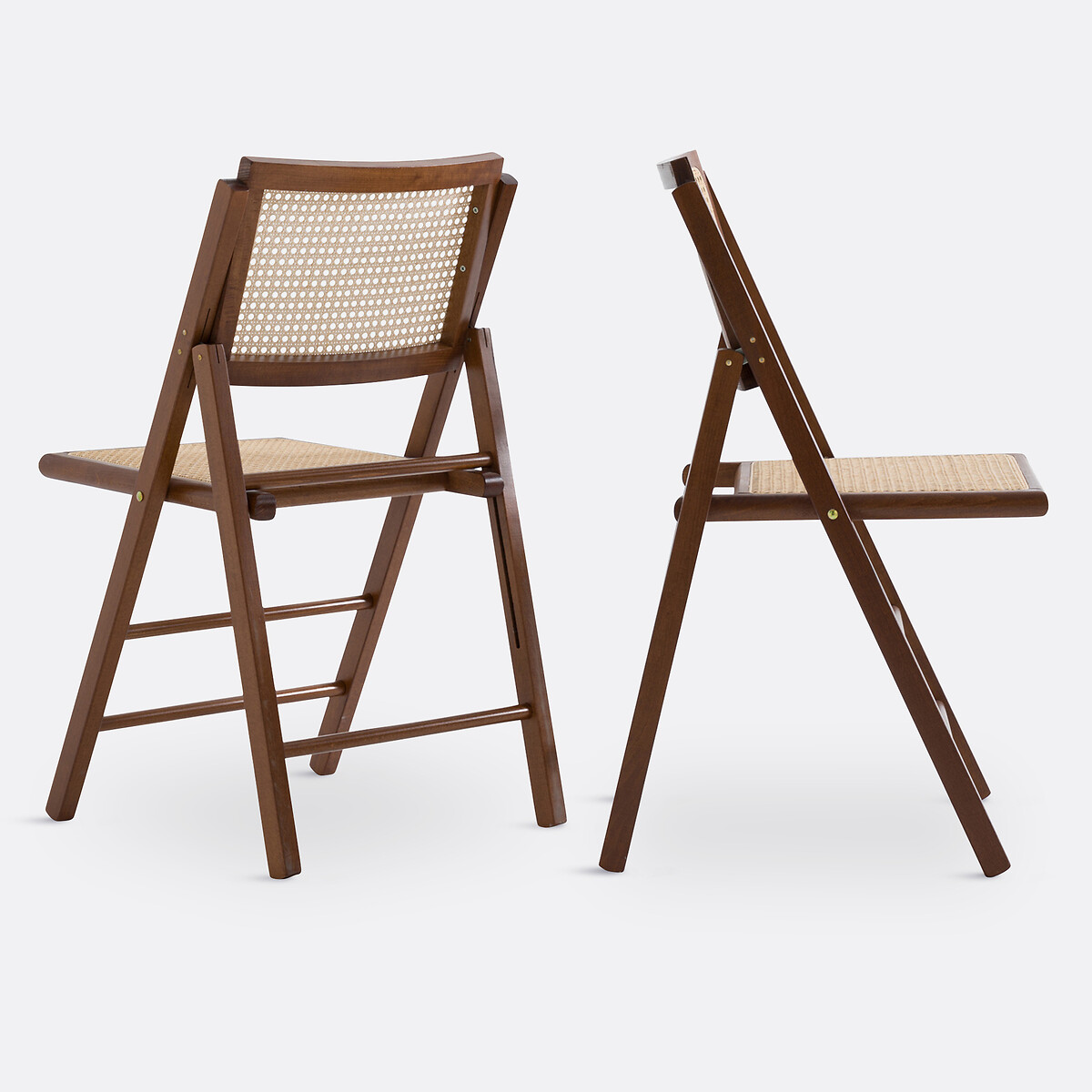 Lot de 2 chaises pliantes hêtre et cannage, Rivia noyer, LA REDOUTE INTERIEURS