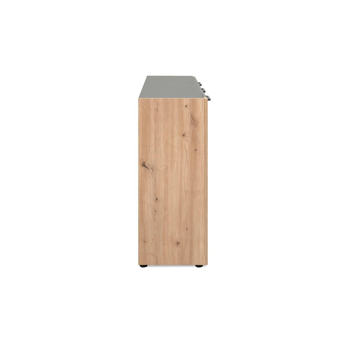 Buffet de rangement gris foncé 3 portes 1 tiroir ALVA bois naturel, PIER IMPORT