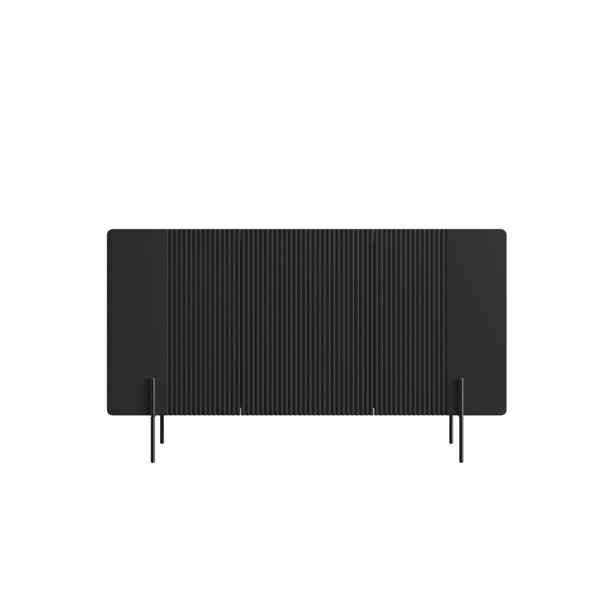 Buffet bas en panneaux de particules et MDF 4 portes 150 cm, MATHILDE noir, BOBOCHIC