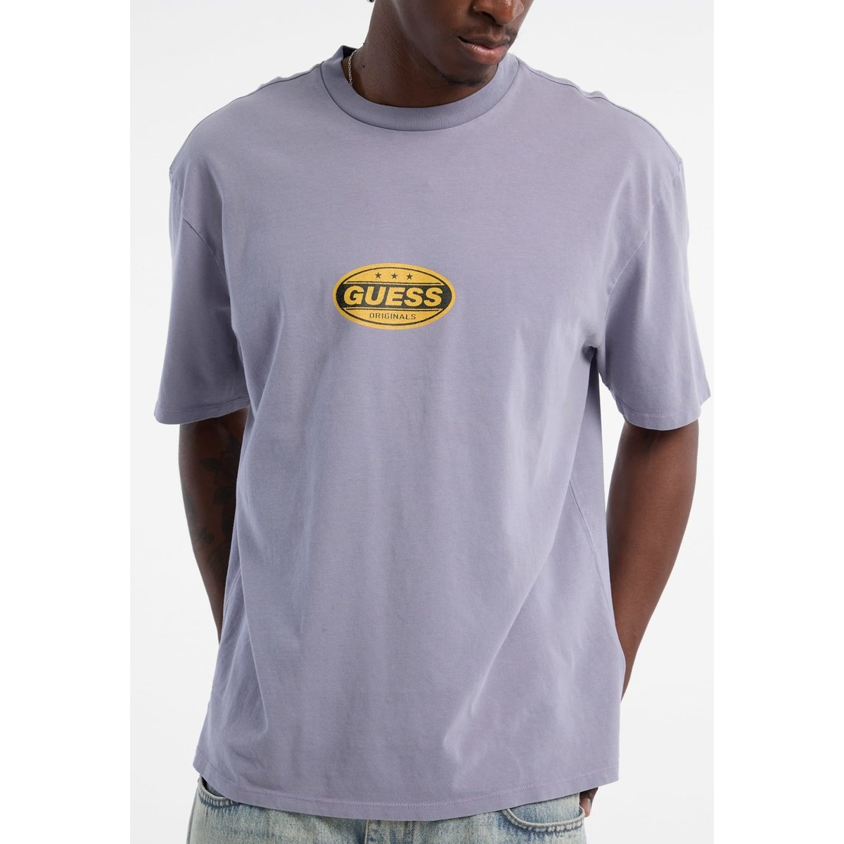 T-Shirt Logo Imprimé lilas, GUESS
