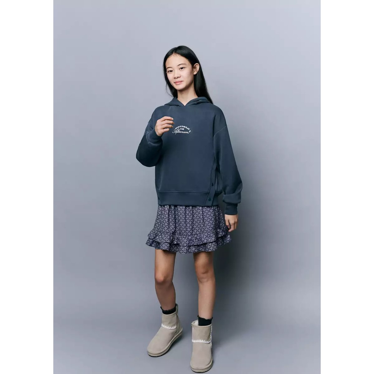 Sweat à capuche avec fentes bleu marine, MANGO KIDS