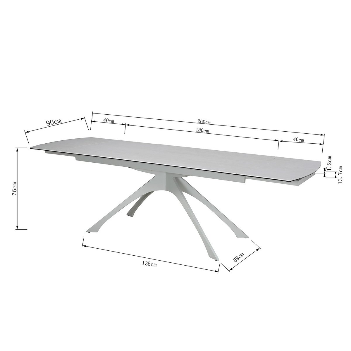 Table à rallonges en grès et acier, LANA beige, KARE DESIGN