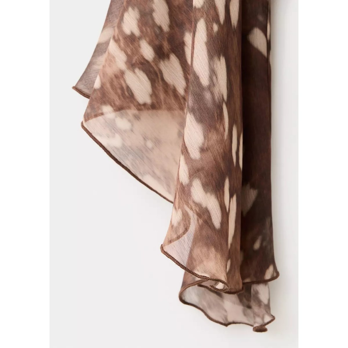 Blouse gaze imprimée marron, MANGO