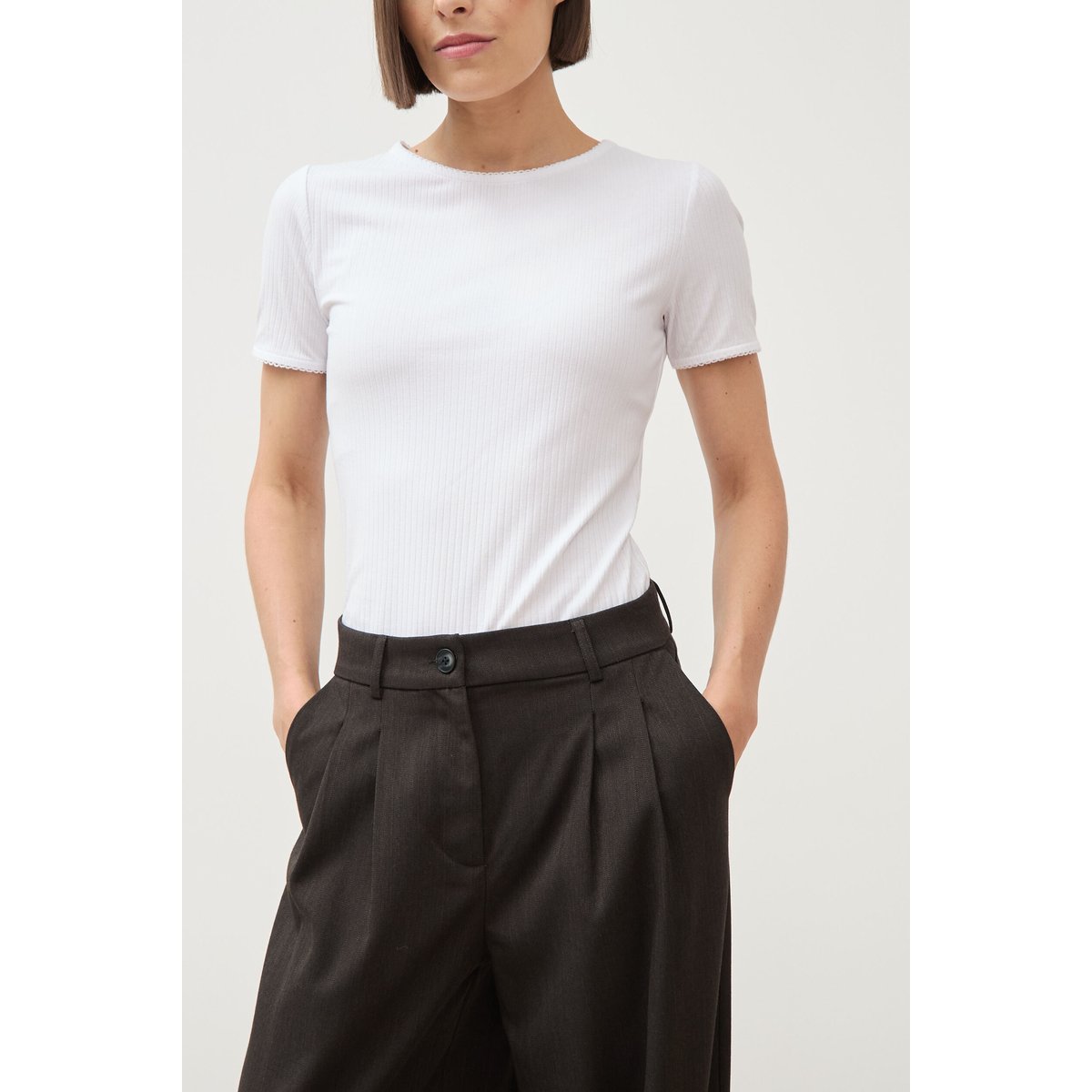 Pantalon large taille standard noir, BONOBO