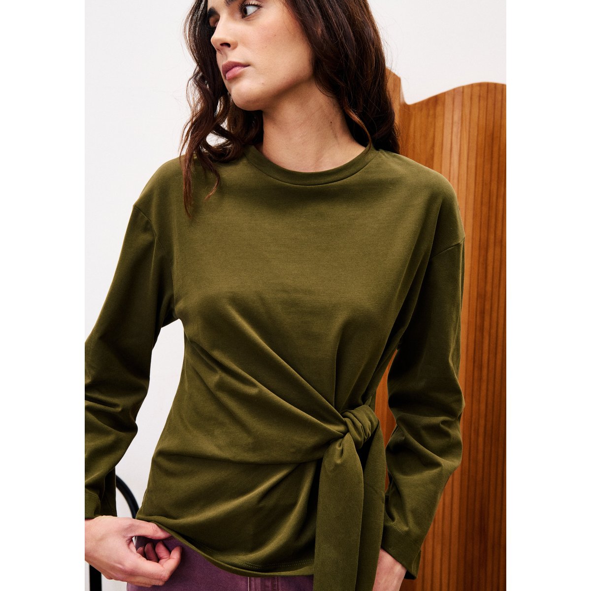 T-shirt en coton ORCHIS vert mousse, FRNCH