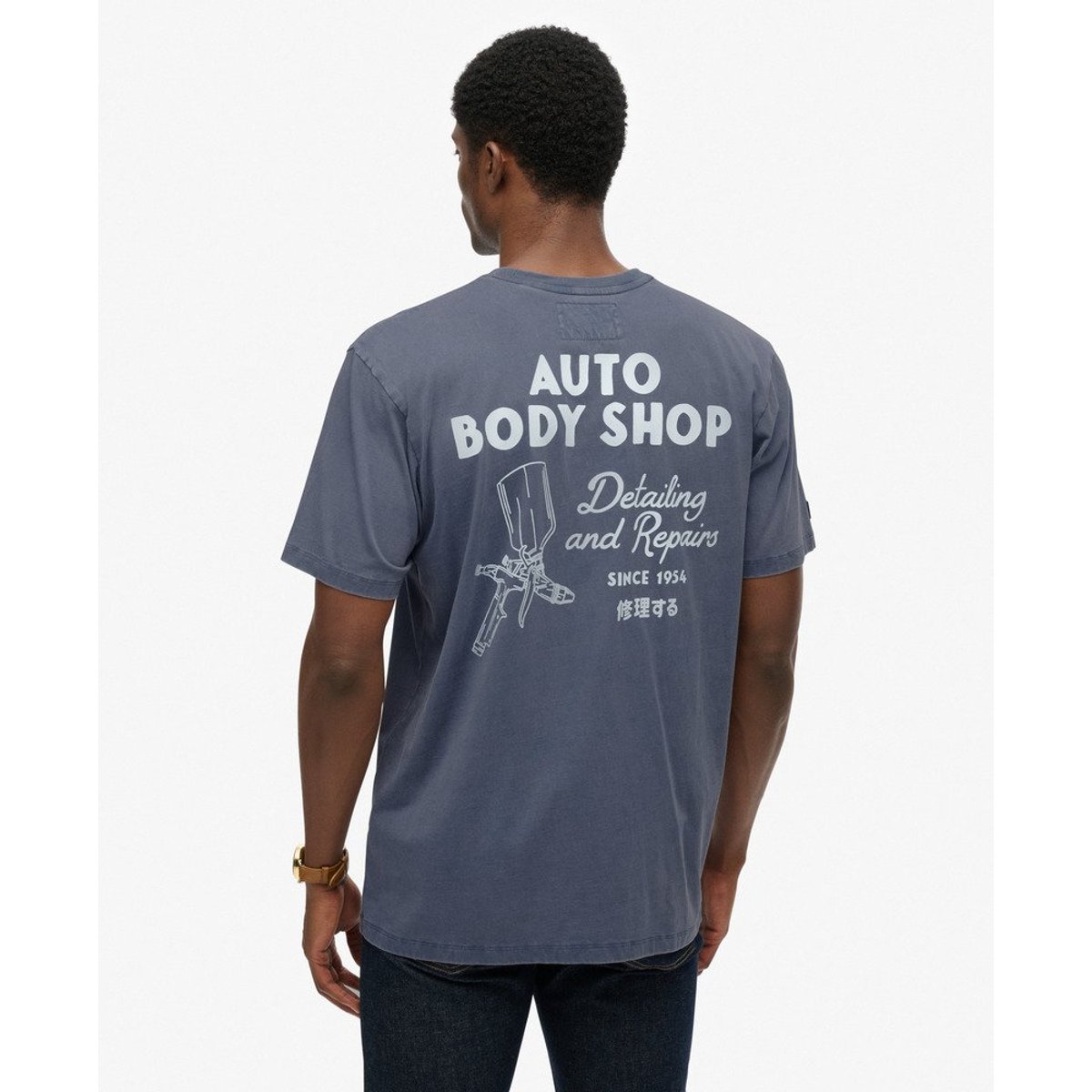T-shirt oversize Trade Tools bleu ardoise sec, SUPERDRY