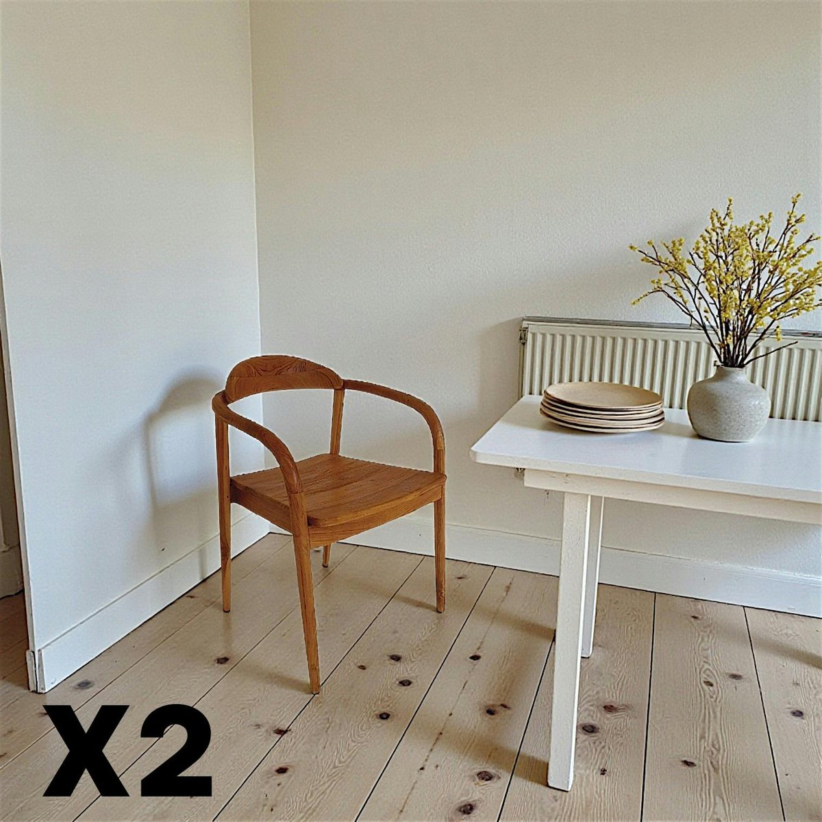 Chaise scandinave bois de teck massif (lot de 2) DEPOK bois naturel, PIER IMPORT
