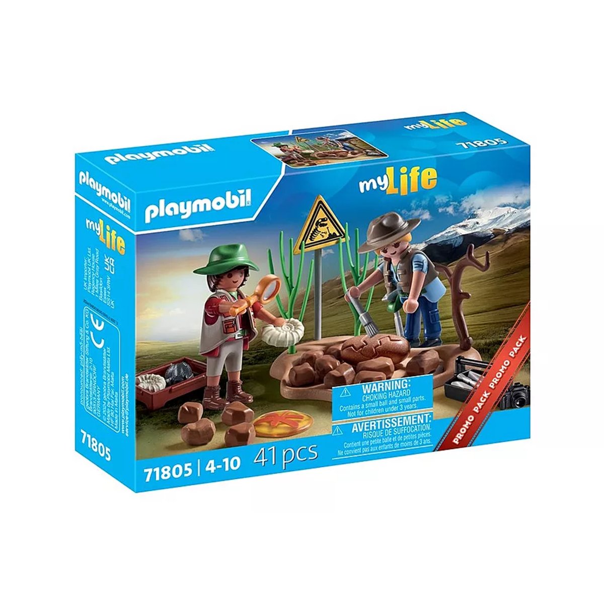 Chercheurs et site paléontologique avec fossiles multicolore, PLAYMOBIL