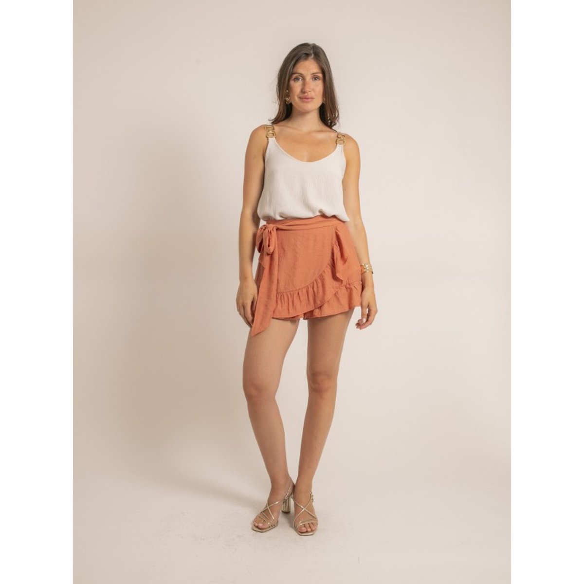 Top Bretelles Bijoux Felina beige, DONA LISA