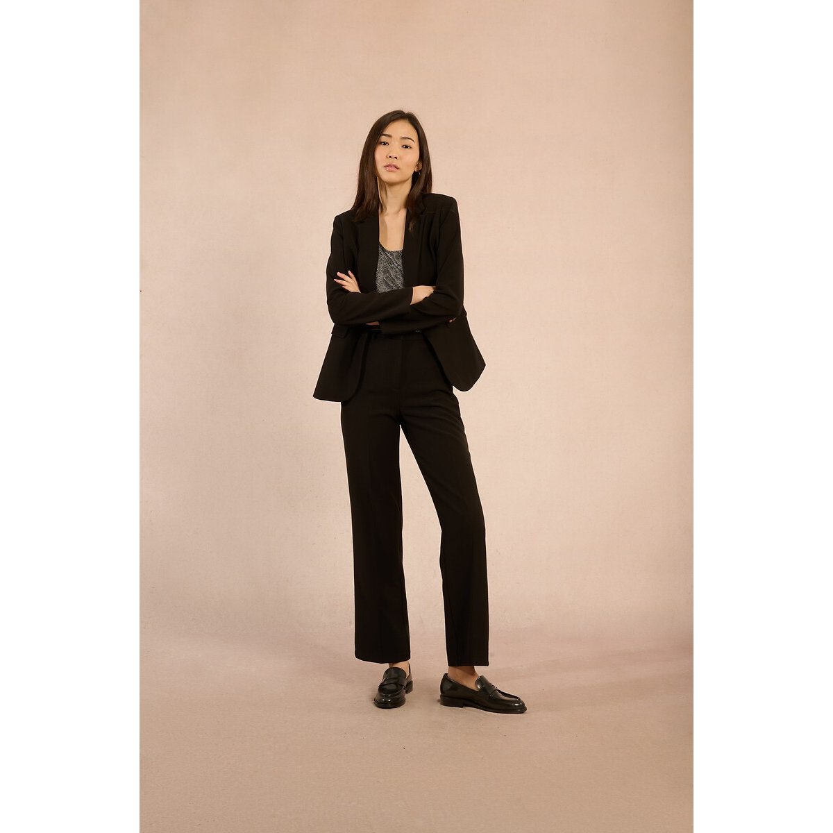 Mid-Rise Flared Trousers black, MOLLY BRACKEN