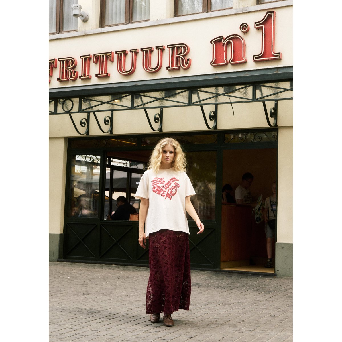 T-shirt en coton LUZERNE beige crème, FRNCH