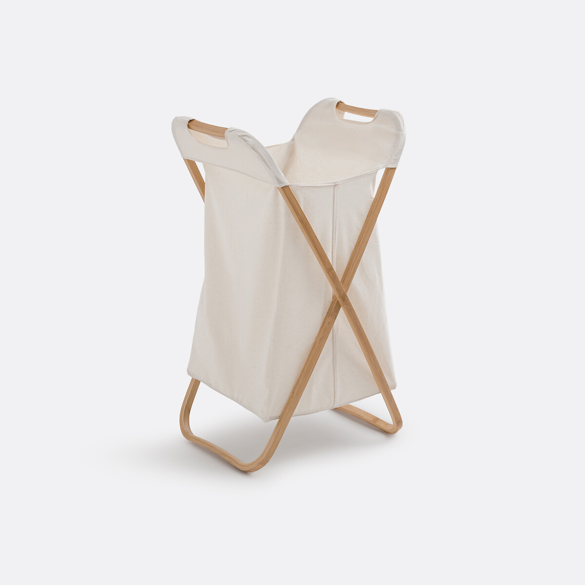 Cesto de ropa plegable, lona y bambú, Davio blanco/natural, LA REDOUTE INTERIEURS