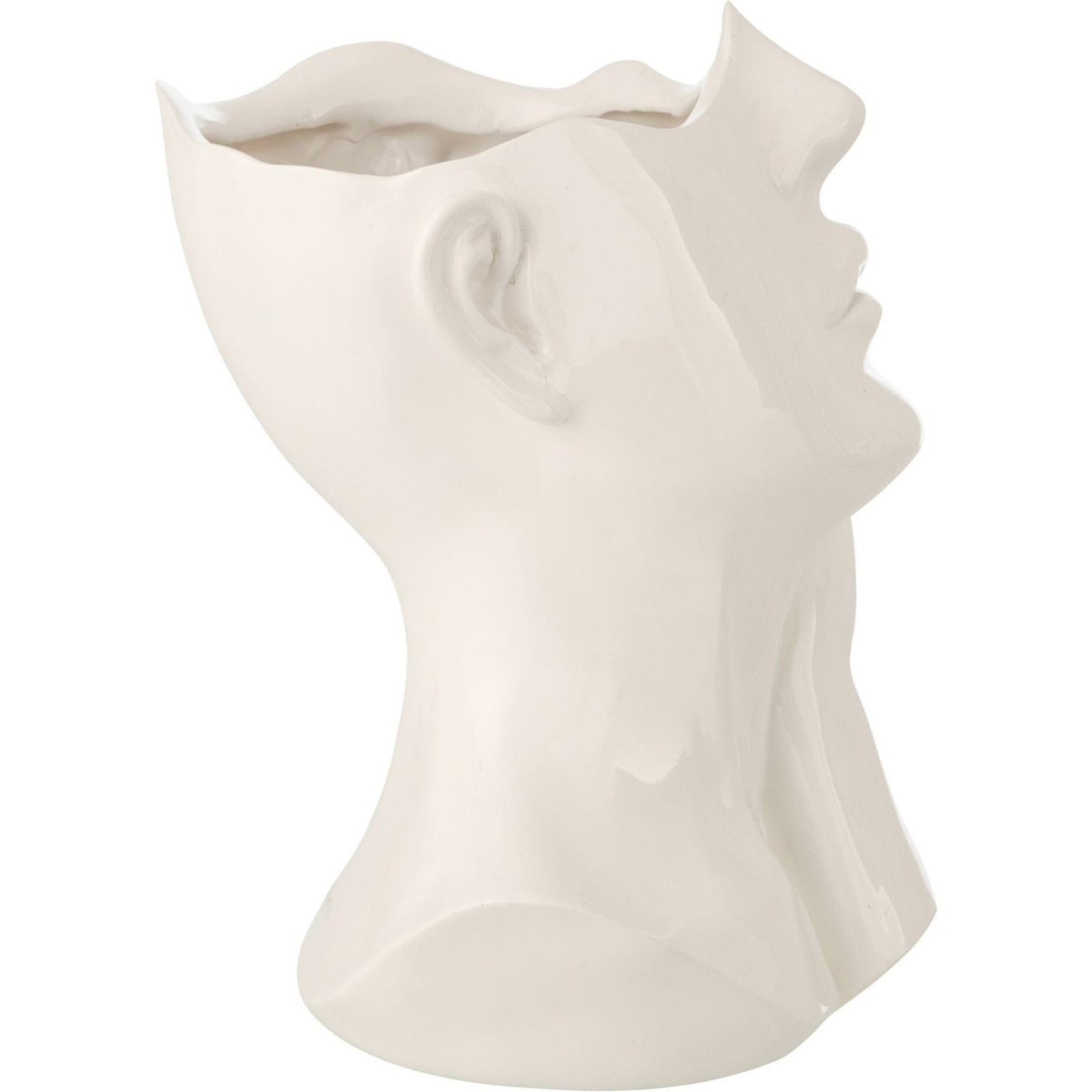 Cache-pot sculptural visage en résine blanc, RECOLLECTION