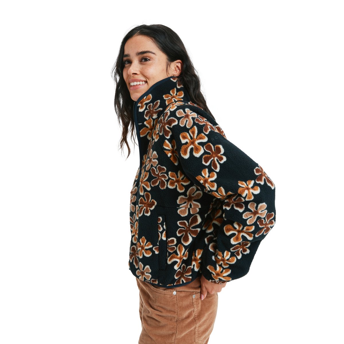 Polaire zippée BLURRY CLOUD. marron almond nostalgic feels, ROXY