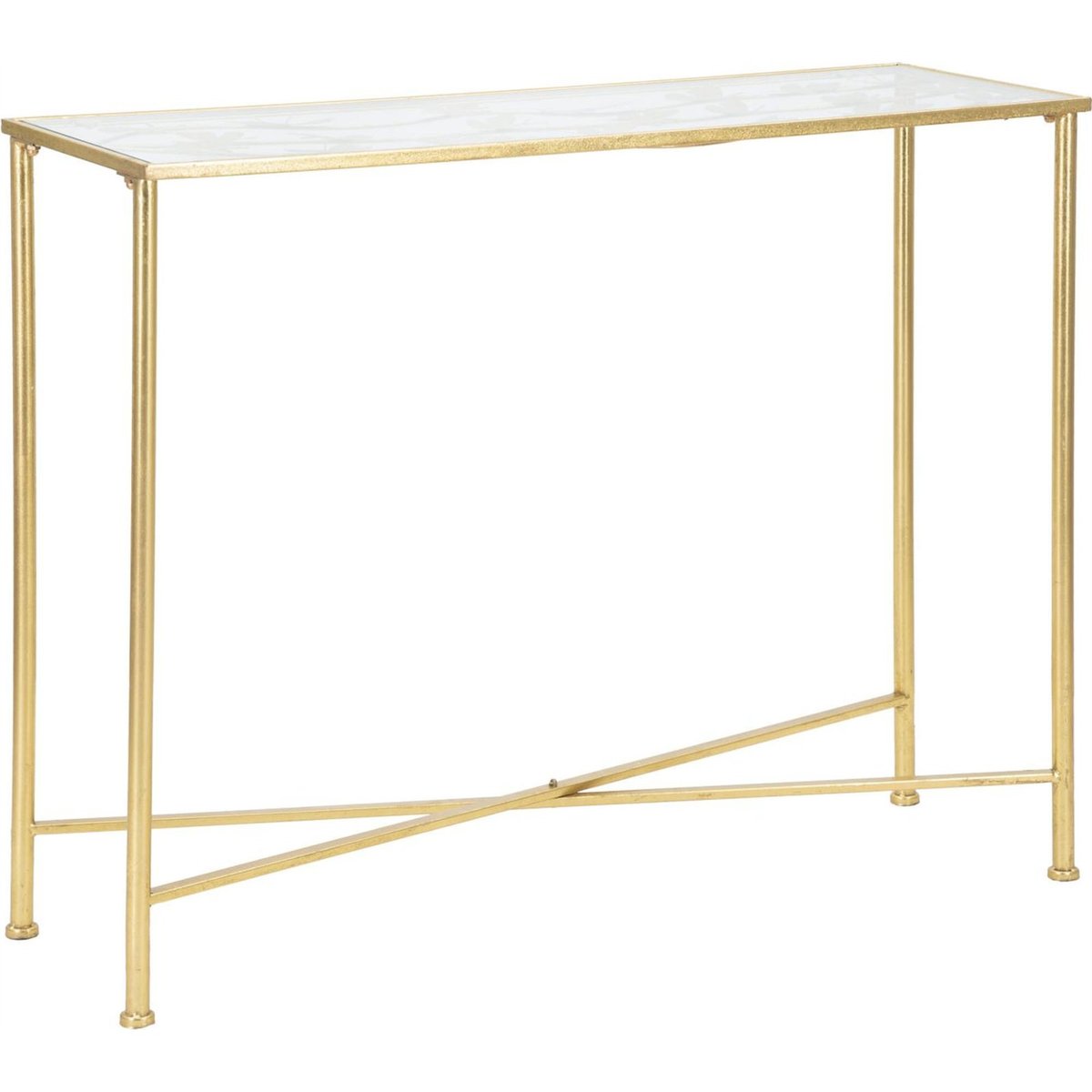 Console en verre motif papillons GLAM doré et transparent, RECOLLECTION