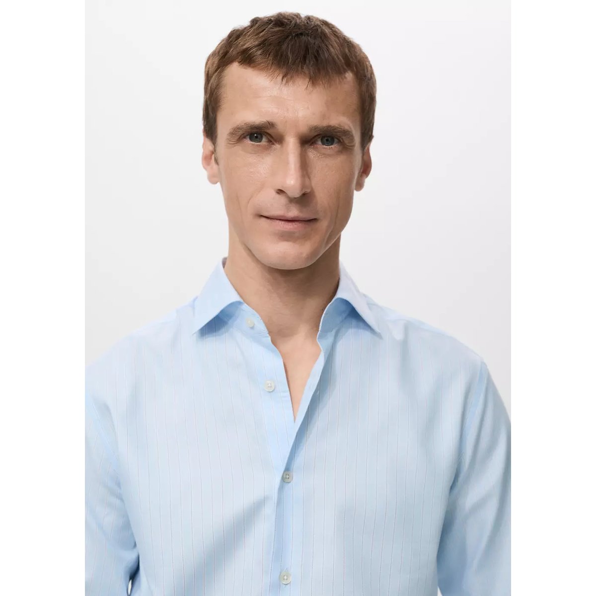 Chemise 100 % coton rayures slim-fit bleu, MANGO MAN
