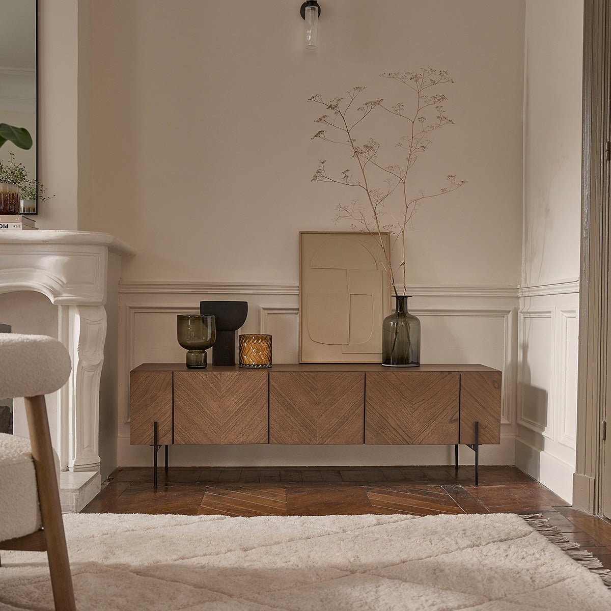 Meuble TV en bois massif 160 cm CALIX marron, BERAH GETAH