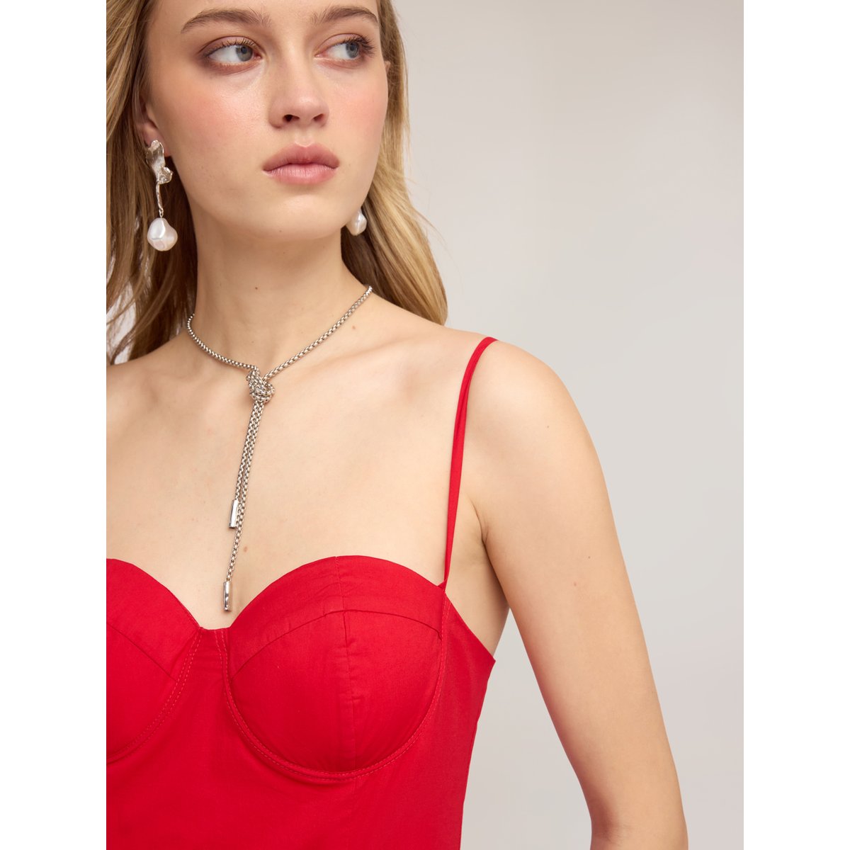 Robe longue ligne A avec bustier rouge, MOTIVI