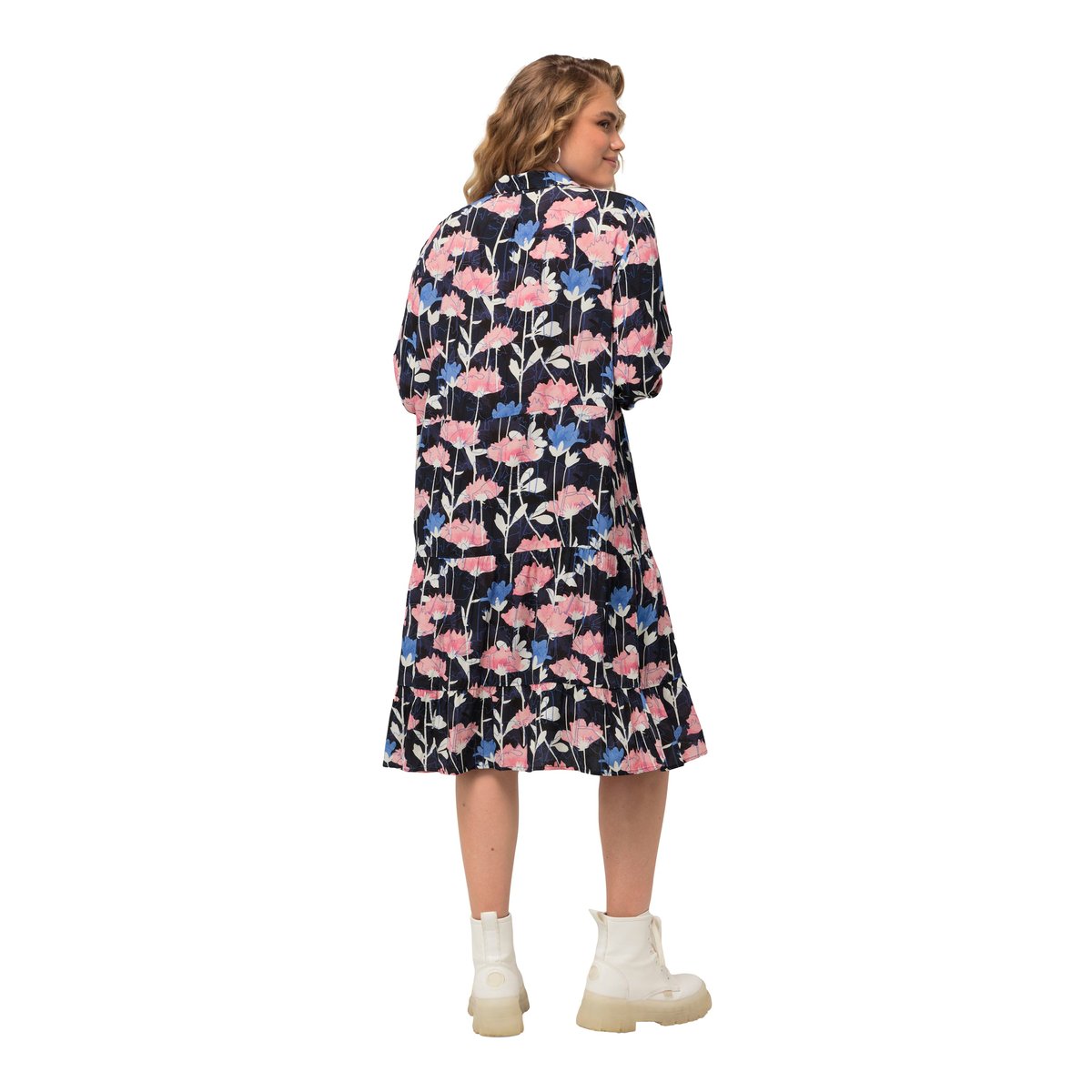 Robe midi à manches longues marine, ULLA POPKEN