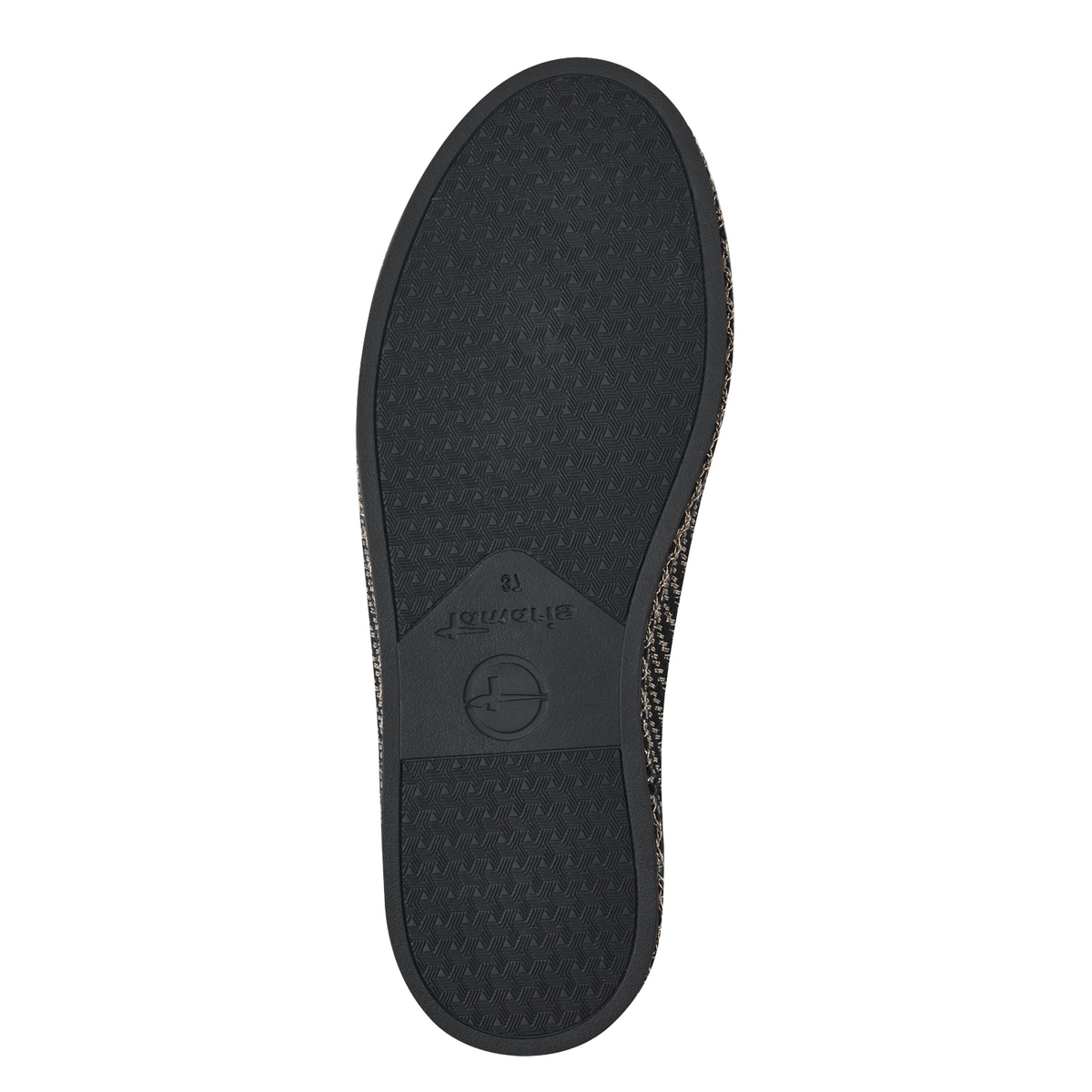 Baskets semelle esprit corde noir or, TAMARIS