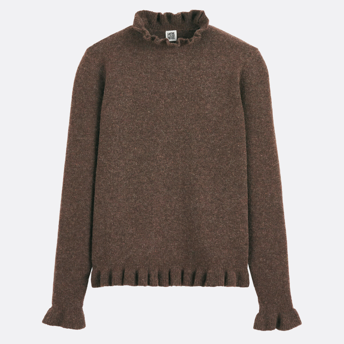 Pull avec détails volants marron, LA REDOUTE COLLECTIONS