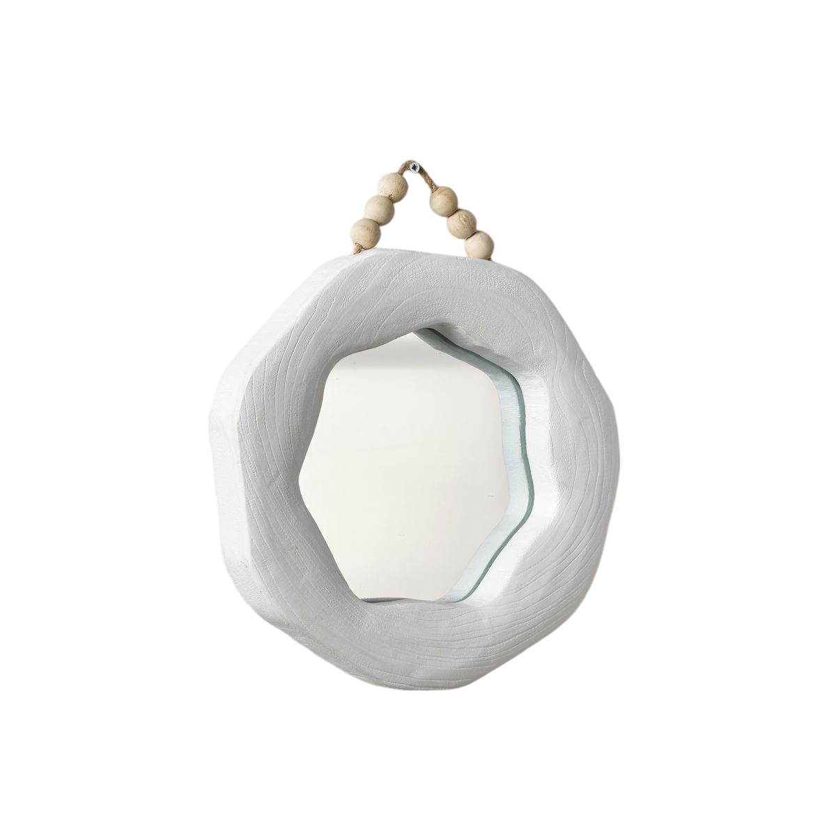 Miroir Irrégulier avec perles MATISSE blanc, FACTORY