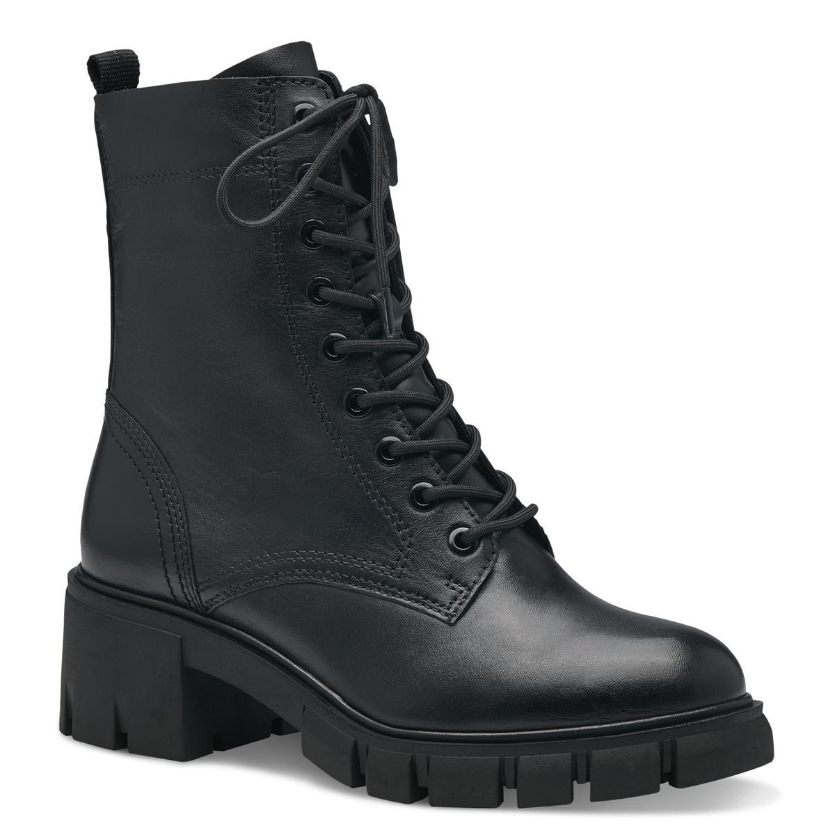 Bottine zippée noir cuir, TAMARIS