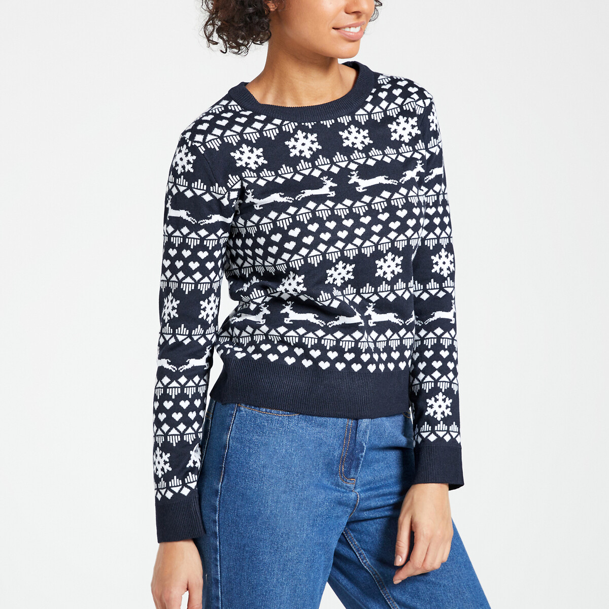 Pull de Noël imprimé marine, ONLY