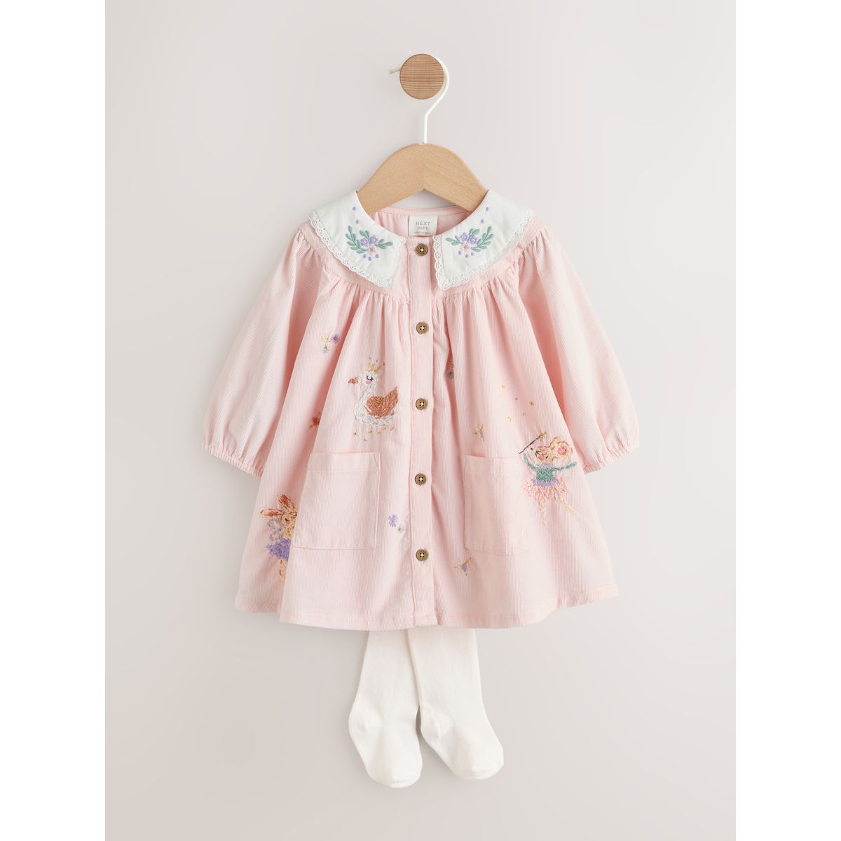 Robe à col tissée et collant pour bébé souris fée rose, NEXT