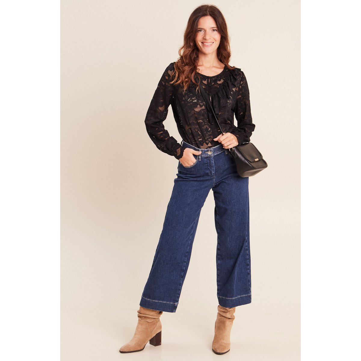 Blouse col rond manches longues noir, BREAL