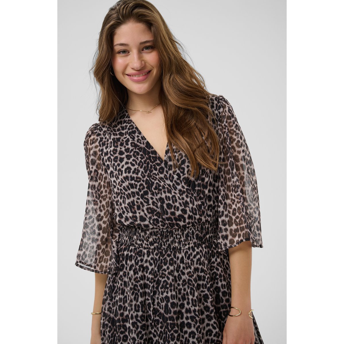 Robe beige animalier natraul animal spots, CREAM