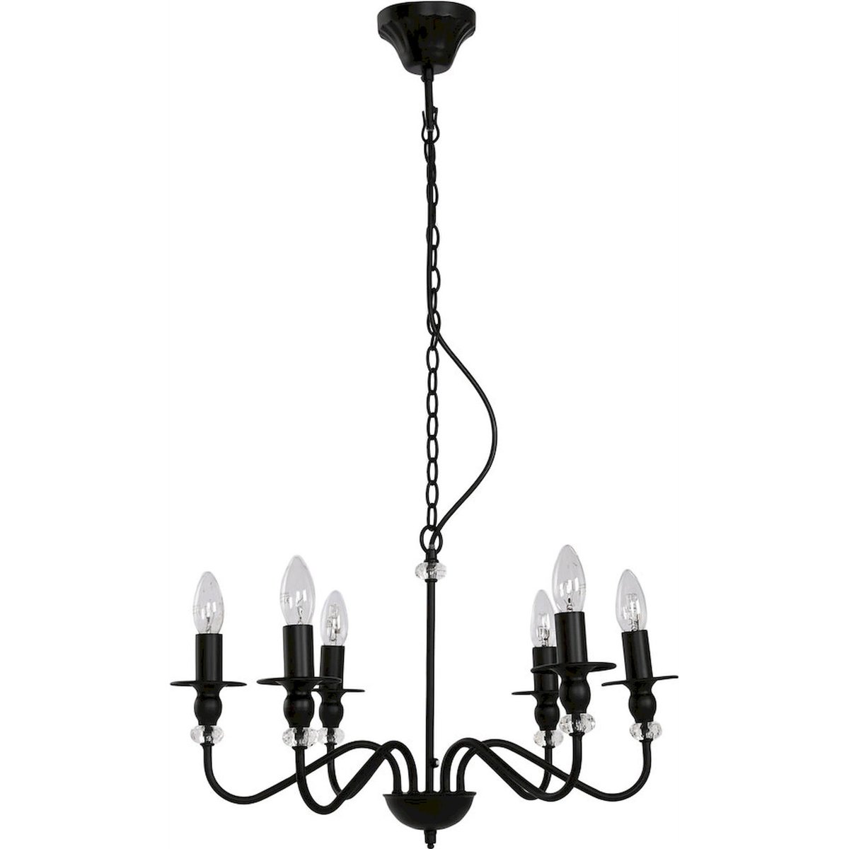 Lustre rond en métal style VINTAGE noir mat avec accents clairs, RECOLLECTION