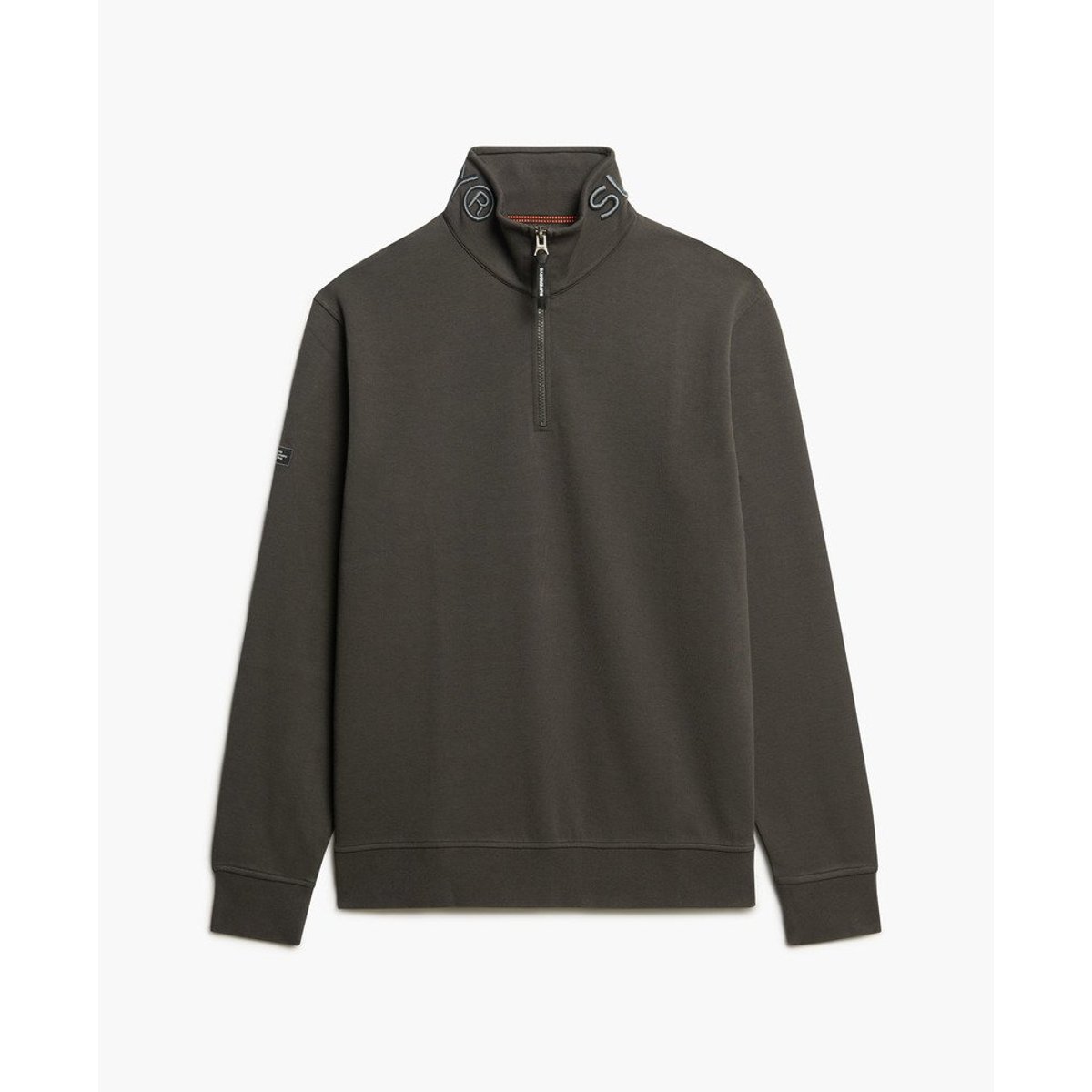 Sweat à col zippé et logo Utility noir délavé, SUPERDRY