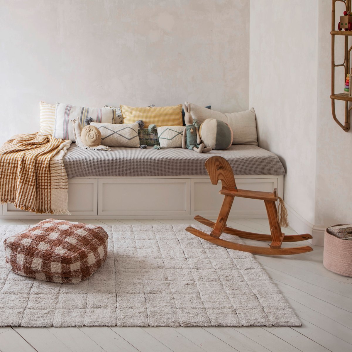 Tapis Rectangulaire en coton Mosaïque LITTLE CHEFS beige, LORENA CANALS