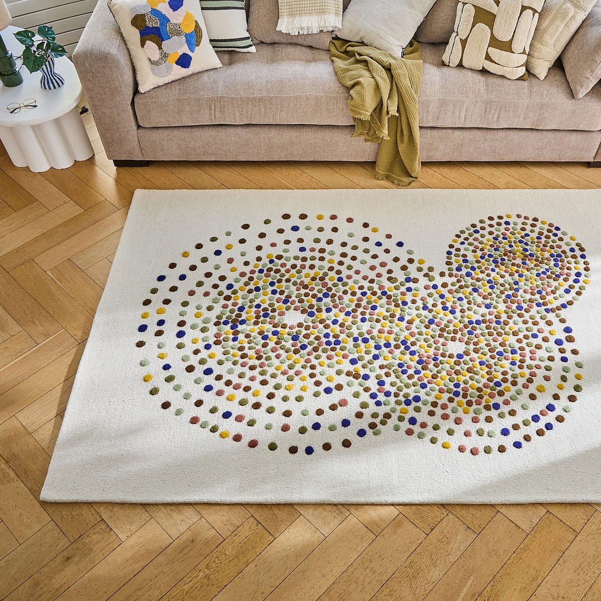 Tapis en laine IDYLLE beige, multicolore, HABITAT