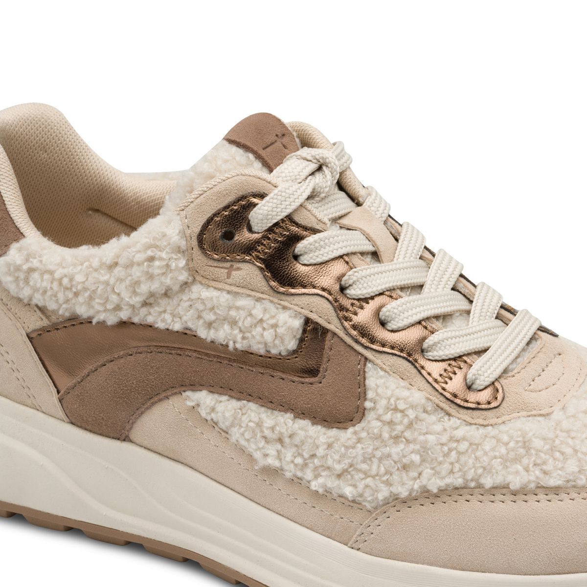 Basket en cuir beige beige suède, TAMARIS