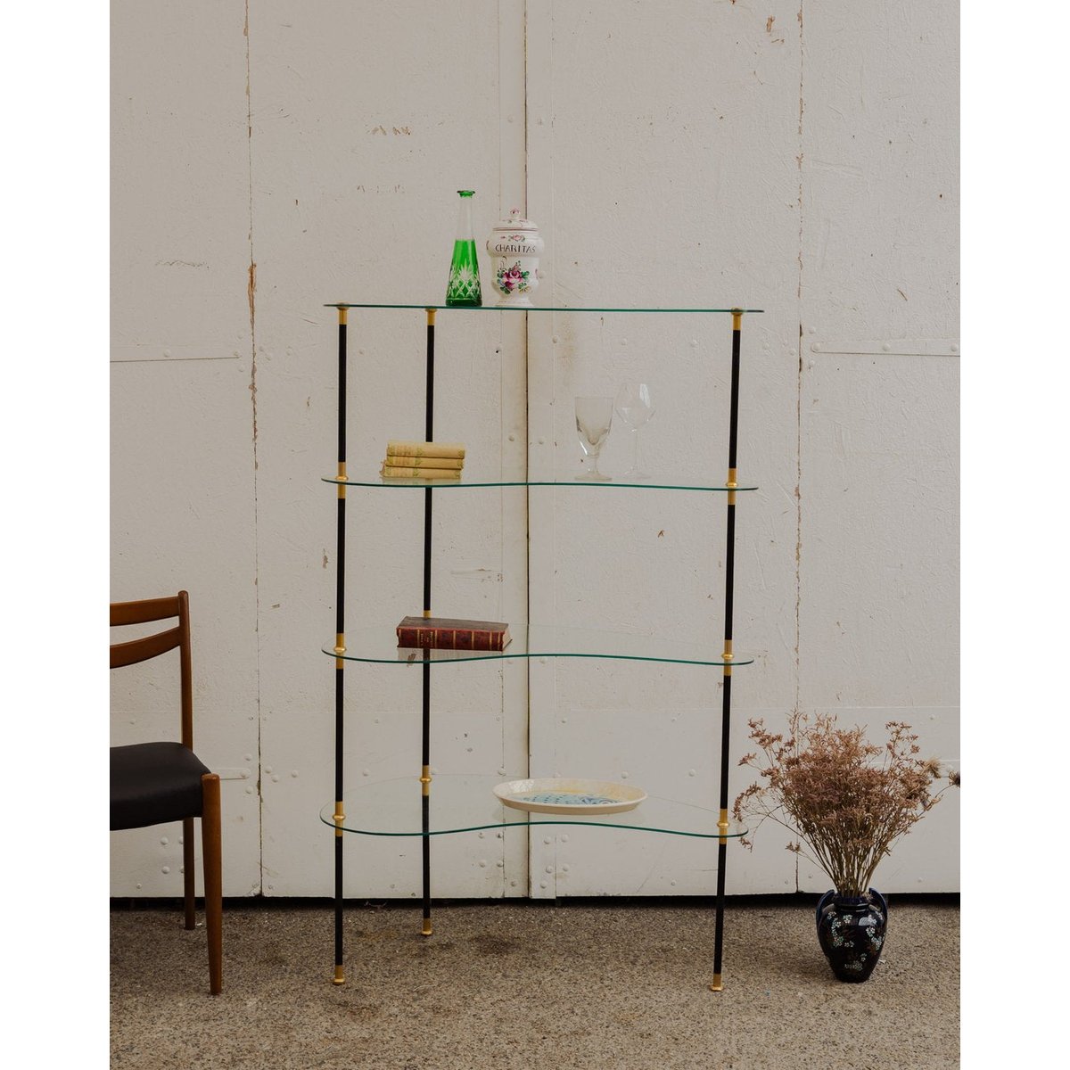 Étagère en verre et métal Isabelle N°296 - Bon état transparent, DEBONGOUT