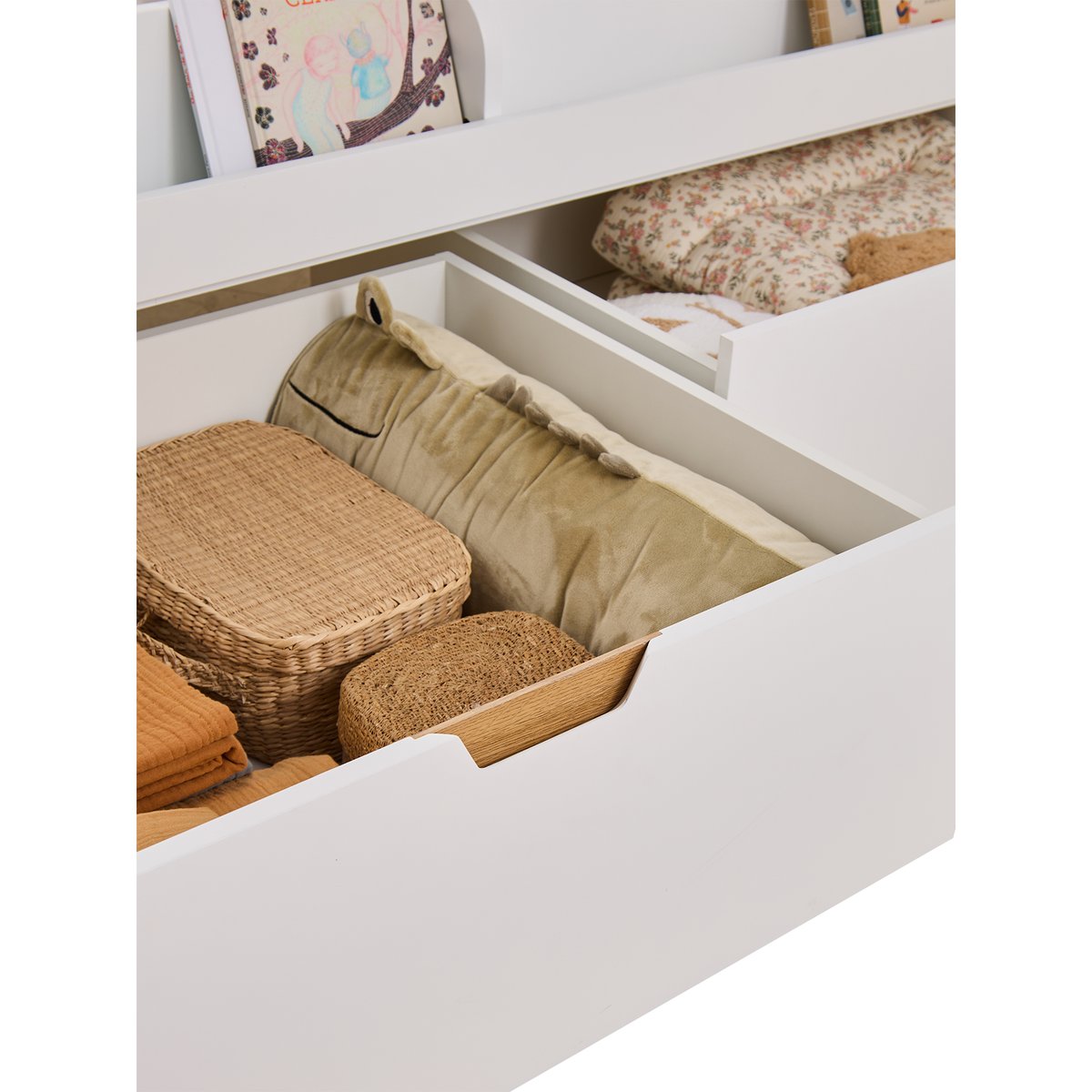 Lit enfant avec rangements 90x200cm Pirouette blanc, VERTBAUDET