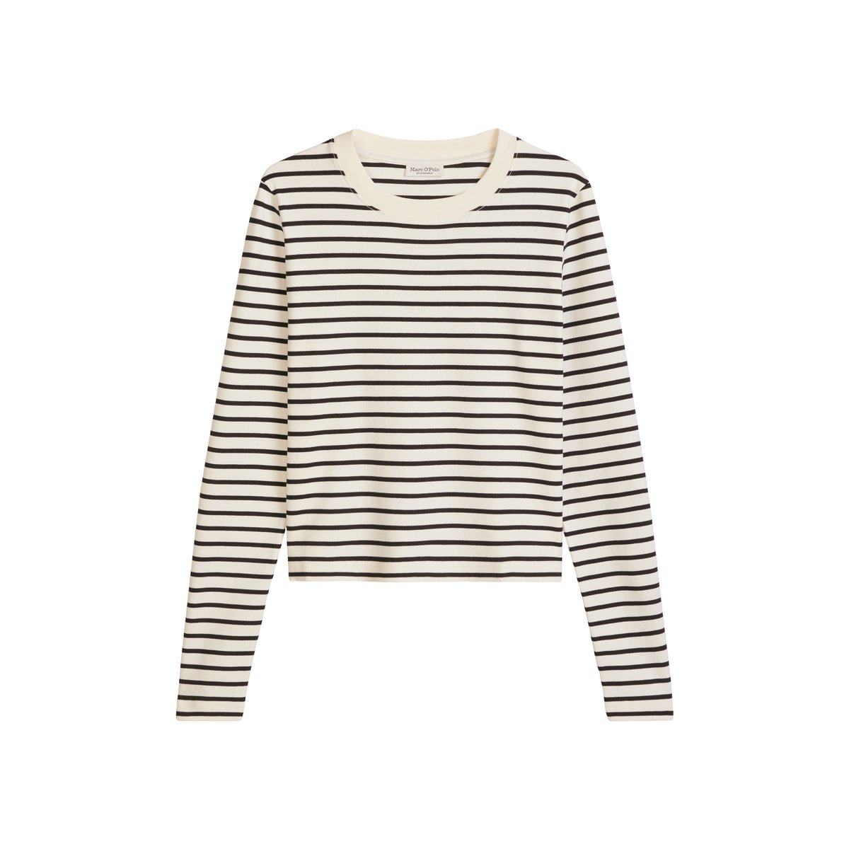 T-shirt rayé relaxed en jersey interlock léger blanc, MARC O'POLO