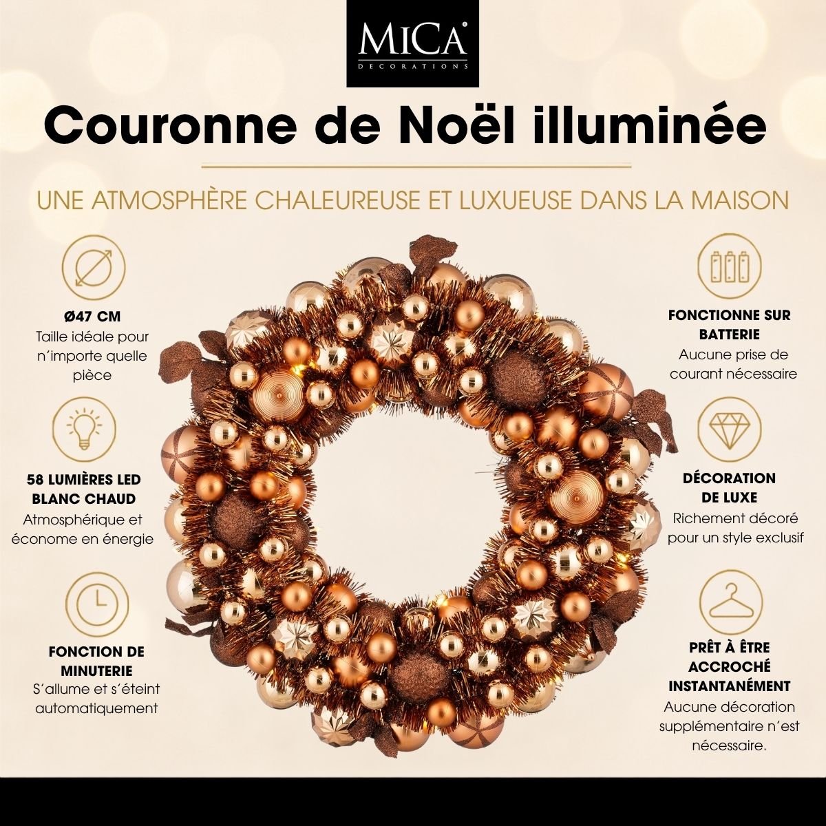Couronne brun, MICA DECORATIONS