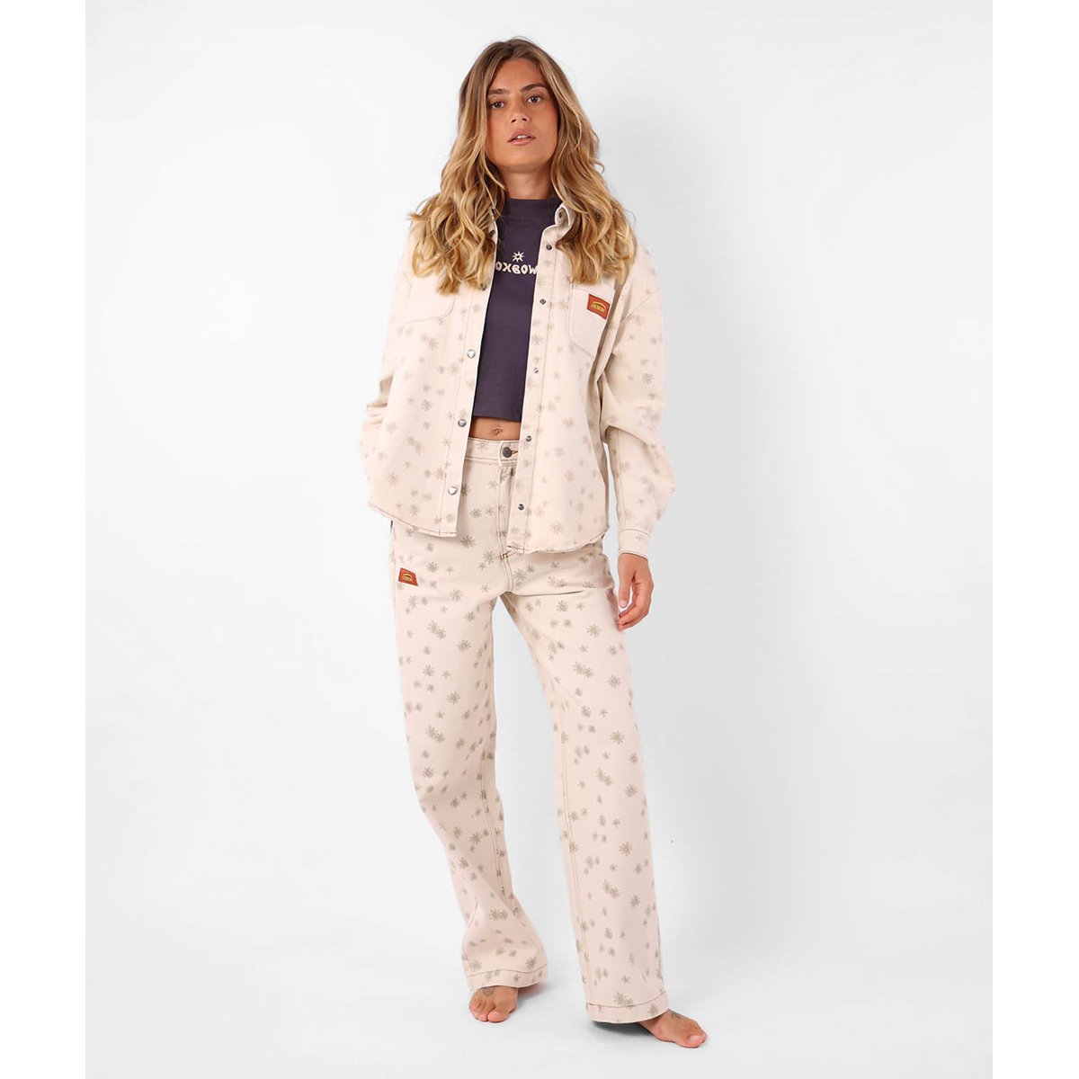Surchemise en denim imprimé MARGARIDA sable, OXBOW