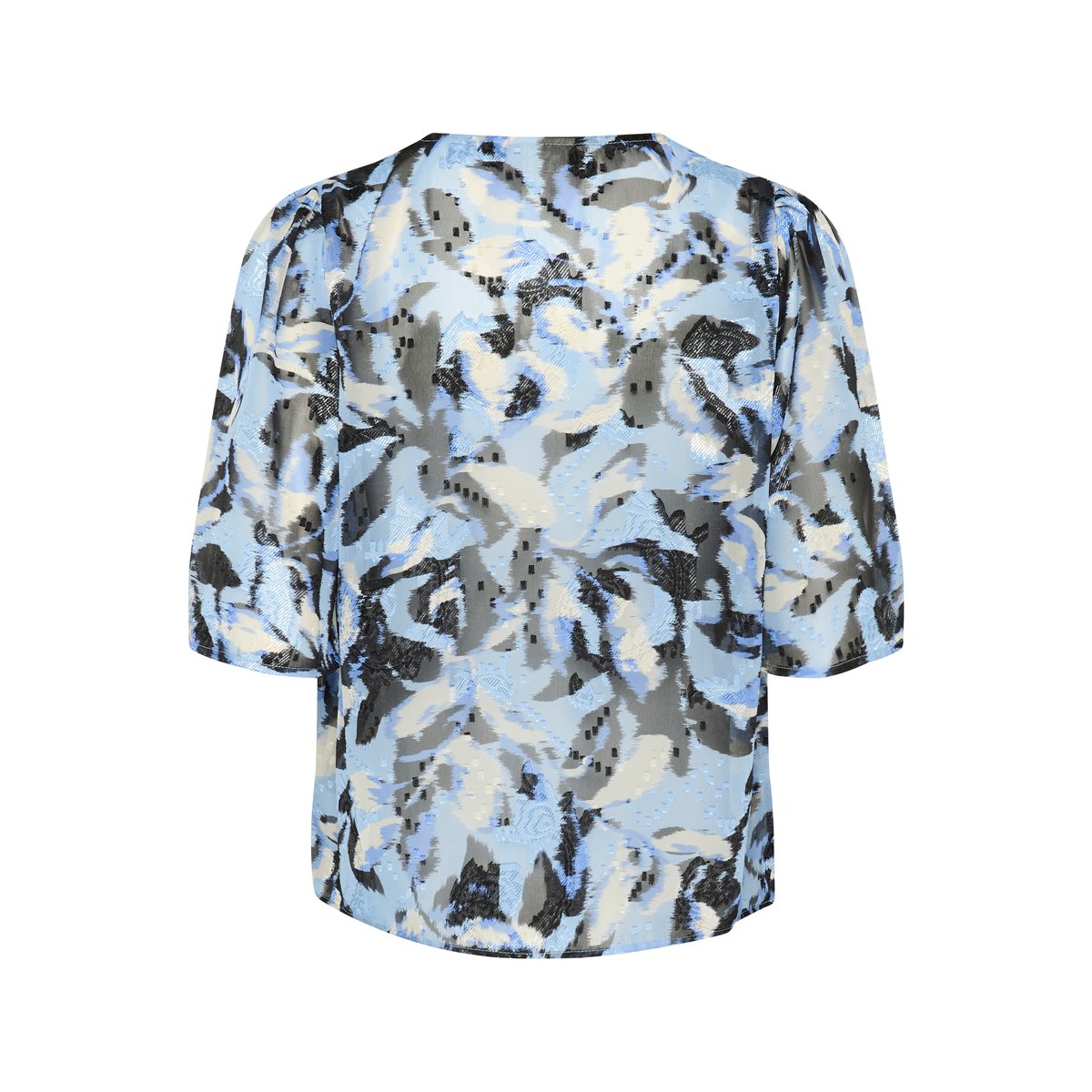 Short sleeved blouse bleu floral, KAFFE